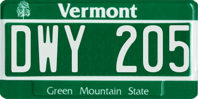 VT license plate DWY205