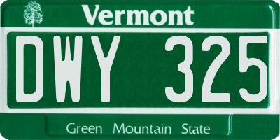 VT license plate DWY325