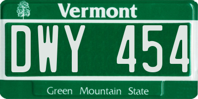 VT license plate DWY454