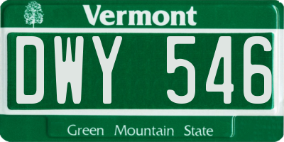 VT license plate DWY546