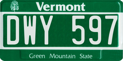 VT license plate DWY597