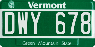 VT license plate DWY678