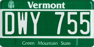 VT license plate DWY755