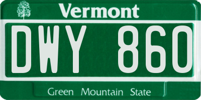 VT license plate DWY860