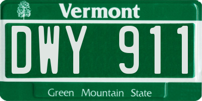 VT license plate DWY911