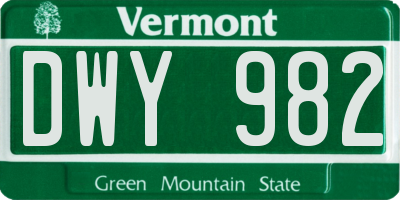 VT license plate DWY982