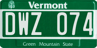 VT license plate DWZ074