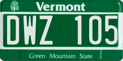 VT license plate DWZ105