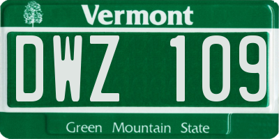 VT license plate DWZ109