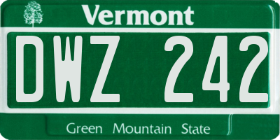 VT license plate DWZ242