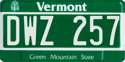 VT license plate DWZ257