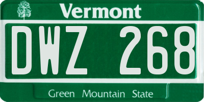 VT license plate DWZ268