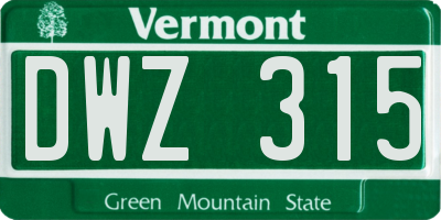 VT license plate DWZ315