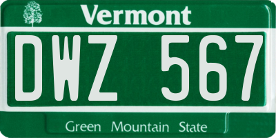 VT license plate DWZ567
