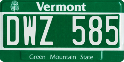 VT license plate DWZ585