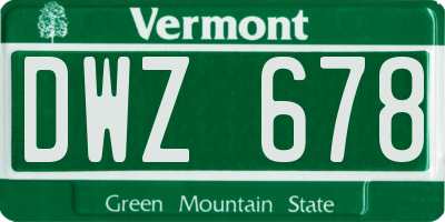 VT license plate DWZ678
