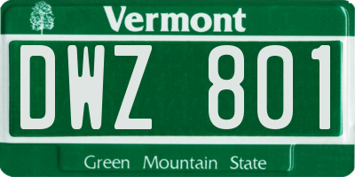 VT license plate DWZ801