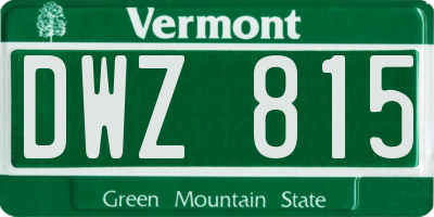 VT license plate DWZ815