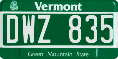 VT license plate DWZ835