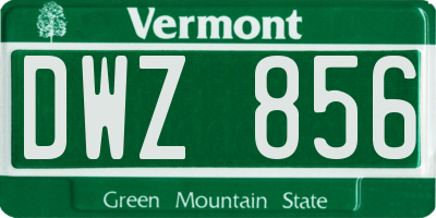 VT license plate DWZ856