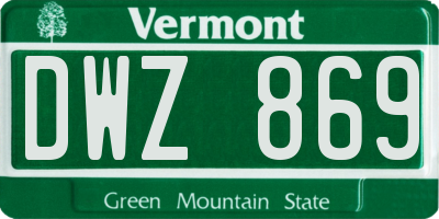 VT license plate DWZ869