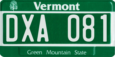 VT license plate DXA081