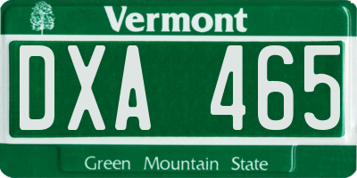 VT license plate DXA465