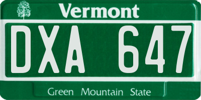 VT license plate DXA647