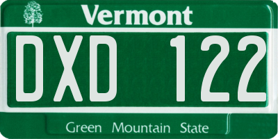 VT license plate DXD122