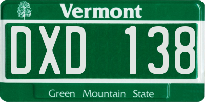 VT license plate DXD138
