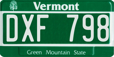 VT license plate DXF798