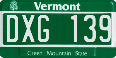 VT license plate DXG139