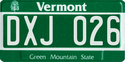 VT license plate DXJ026
