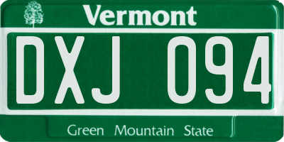 VT license plate DXJ094