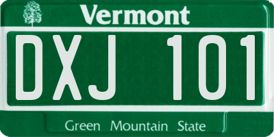VT license plate DXJ101
