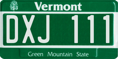 VT license plate DXJ111