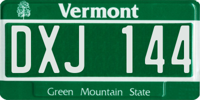 VT license plate DXJ144