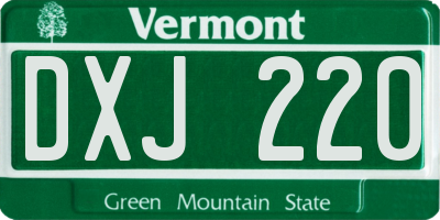 VT license plate DXJ220