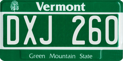 VT license plate DXJ260