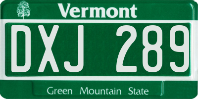 VT license plate DXJ289