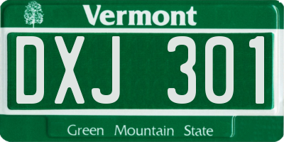 VT license plate DXJ301