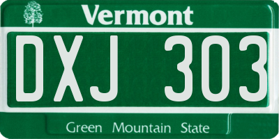 VT license plate DXJ303