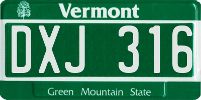 VT license plate DXJ316