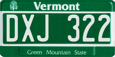 VT license plate DXJ322