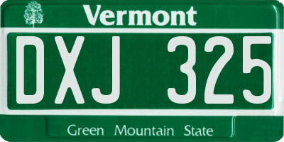 VT license plate DXJ325
