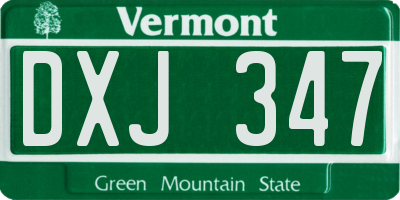 VT license plate DXJ347