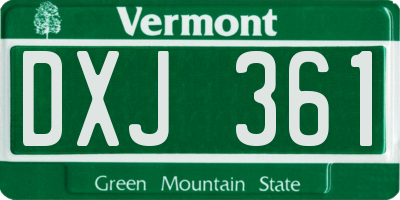 VT license plate DXJ361