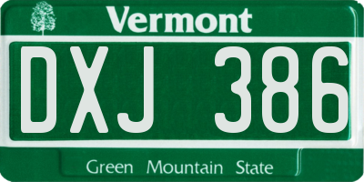 VT license plate DXJ386