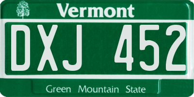 VT license plate DXJ452