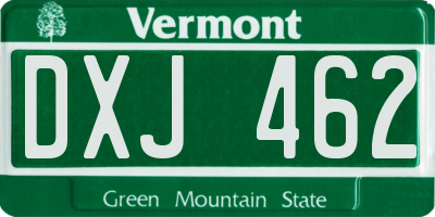 VT license plate DXJ462